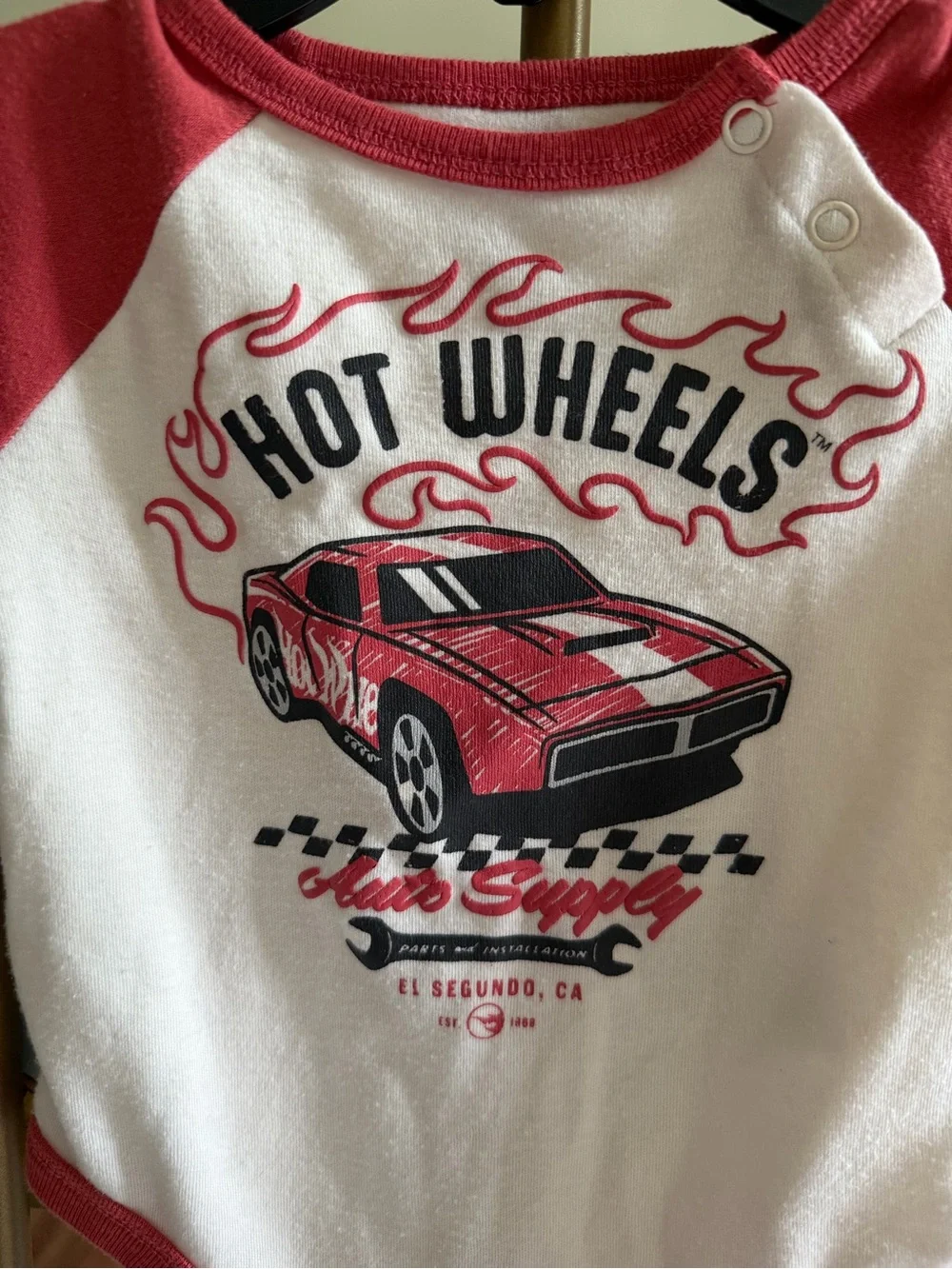 Hot Wheels Red & White Baby Bodysuit